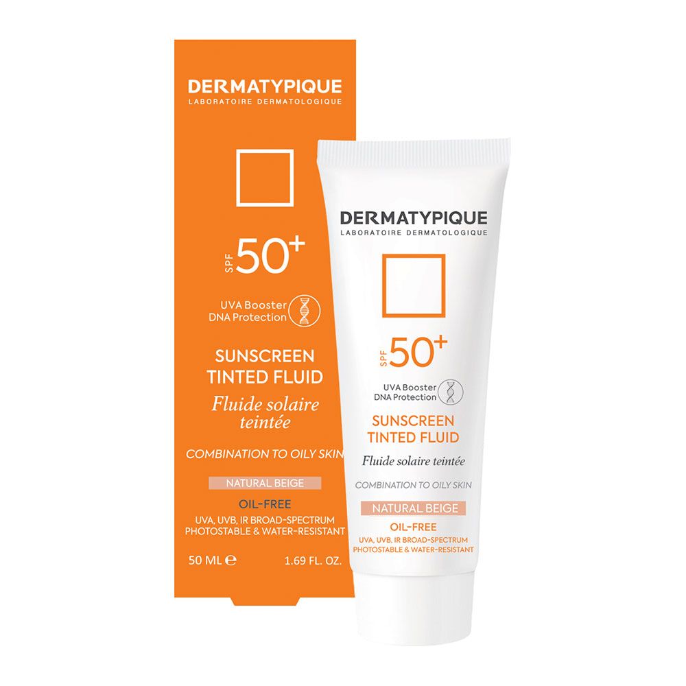 ضد آفتاب رنگی فلوئید پوست مختلط و چرب +SPF50 بژ طبیعی درماتیپیک