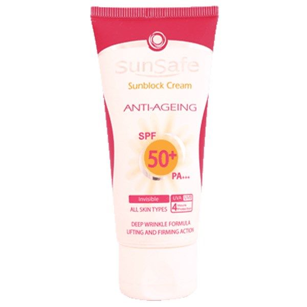 کرم ضد آفتاب SPF50 ضد چروک بدون رنگ سان سیف