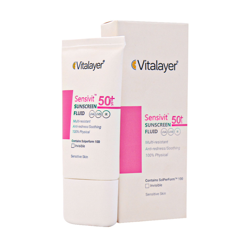 کرم ضد آفتاب SPF50 پوست حساس بی رنگ سنسی ویت ویتالیر